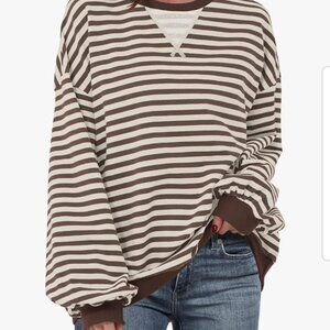 Striped Sweatshirt - Oversized Crewneck